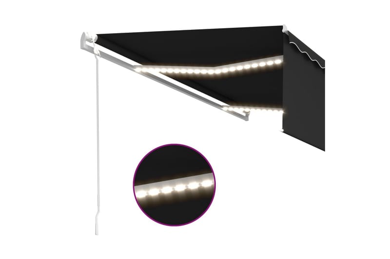 Automatisk markise rullegardin LED vindsensor 5x3 m - Antrasittgrå - Hagemøbler - Solbeskyttelse - Markiser - Vindusmarkise