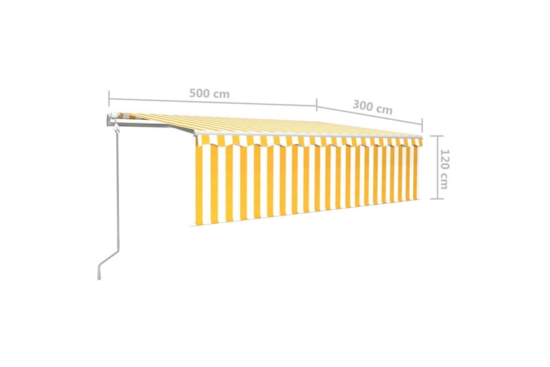Automatisk markise rullegardin LED vindsensor 5x3 m - Gul - Hagemøbler - Solbeskyttelse - Markiser - Vindusmarkise