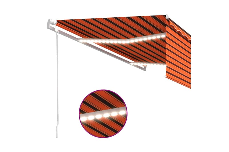 Automatisk markise rullegardin LED vindsensor 5x3m - Oransj - Vindusmarkise - Markiser