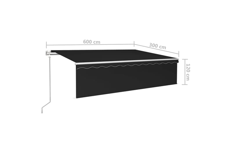 Automatisk markise rullegardin LED vindsensor 6x3 m - Antrasittgrå - Vindusmarkise - Markiser