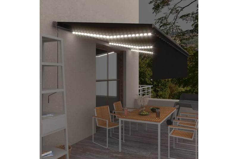 Automatisk markise rullegardin LED vindsensor 6x3 m - Antrasittgrå - Hagemøbler - Solbeskyttelse - Markiser - Vindusmarkise