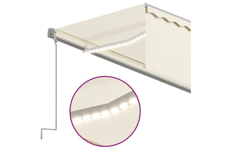 Automatisk markise rullegardin LED vindsensor 6x3 m kremhvit - Krem - Hagemøbler - Solbeskyttelse - Markiser - Vindusmarkise