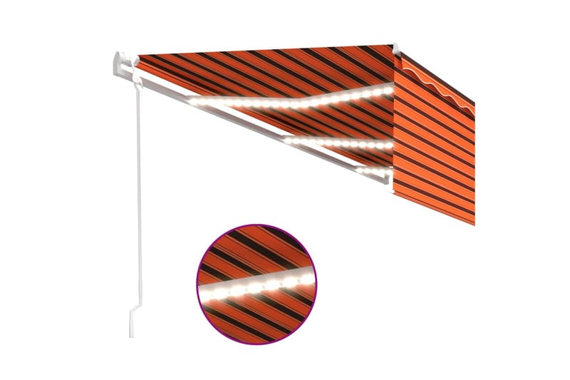 Automatisk markise rullegardin LED vindsensor 6x3m oransje b - Oransj - Vindusmarkise - Markiser