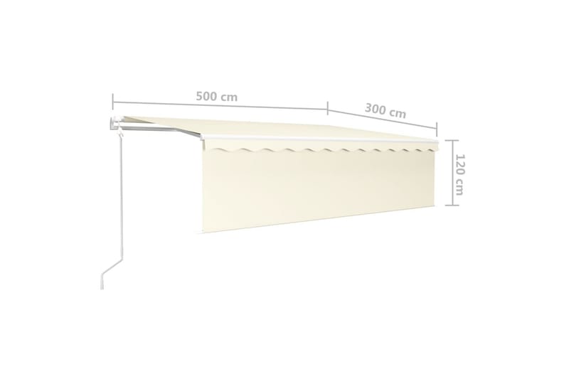 Automatisk markise rullegardin LED vindsensor LED 5x3m - Krem - Hagemøbler - Solbeskyttelse - Markiser - Vindusmarkise