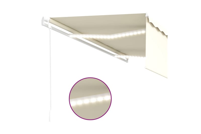Automatisk markise rullegardin LED vindsensor LED 5x3m - Krem - Hagemøbler - Solbeskyttelse - Markiser - Vindusmarkise
