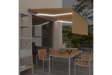 Automatisk markise rullegardin vindsensor LED 4x3 m - Gul - Hagemøbler - Solbeskyttelse - Markiser - Vindusmarkise