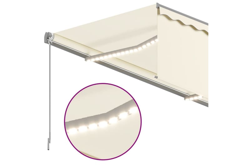 Automatisk markise rullegardin vindsensor LED 4x3 m - Krem - Hagemøbler - Solbeskyttelse - Markiser - Vindusmarkise