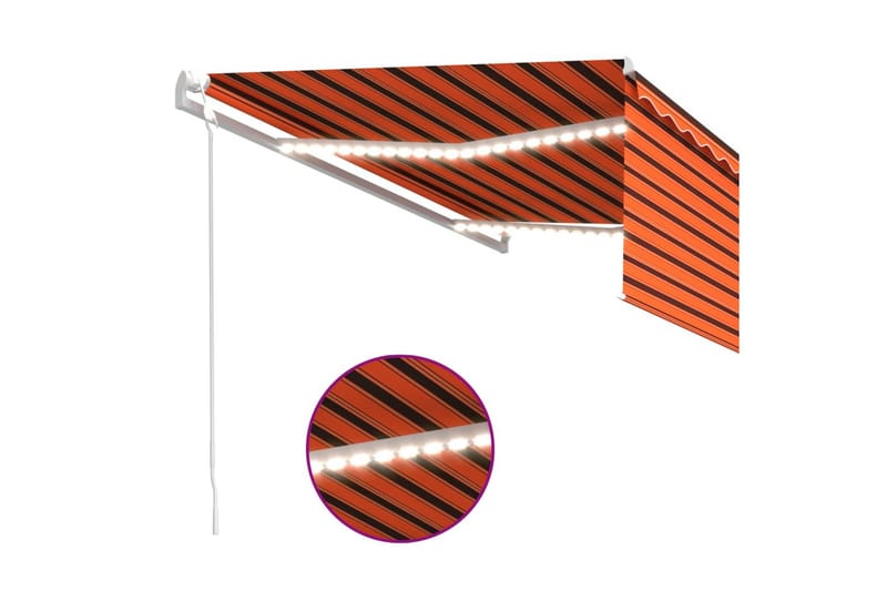 Automatisk markise rullegardin vindsensor LED 4x3m - Oransj - Hagemøbler - Solbeskyttelse - Markiser - Vindusmarkise