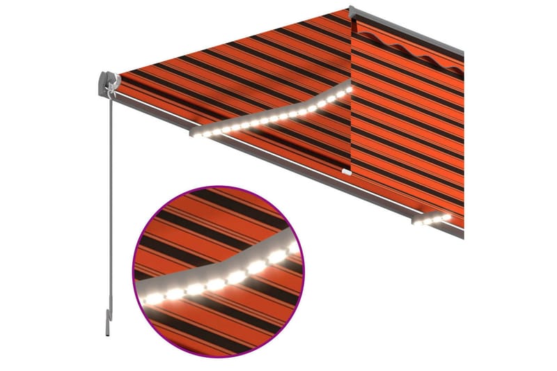 Automatisk markise rullegardin vindsensor LED 4x3m - Oransj - Hagemøbler - Solbeskyttelse - Markiser - Vindusmarkise