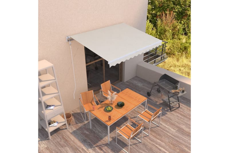 Automatisk uttrekkbar markise 300x250 cm kremhvit - Krem - Hagemøbler - Solbeskyttelse - Markiser - Balkongmarkise