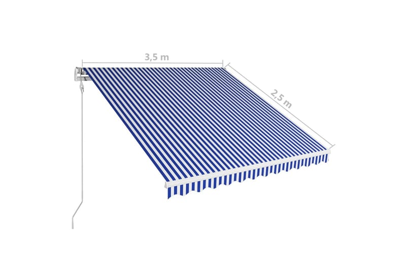 Automatisk uttrekkbar markise 350x250 cm blå og hvit - Balkongmarkise - Markiser - Terrassemarkise