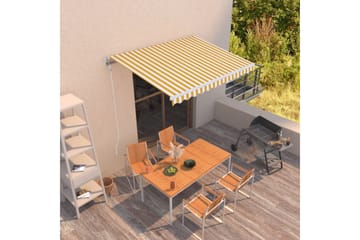 Automatisk uttrekkbar markise 350x250 cm gul og hvit - Gul - Hagemøbler - Solbeskyttelse - Markiser - Balkongmarkise