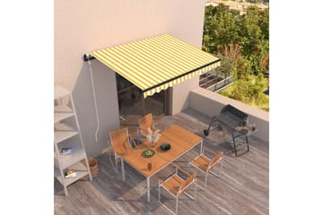 Automatisk uttrekkbar markise 350x250 cm gul og hvit - Gul - Hagemøbler - Solbeskyttelse - Markiser - Balkongmarkise