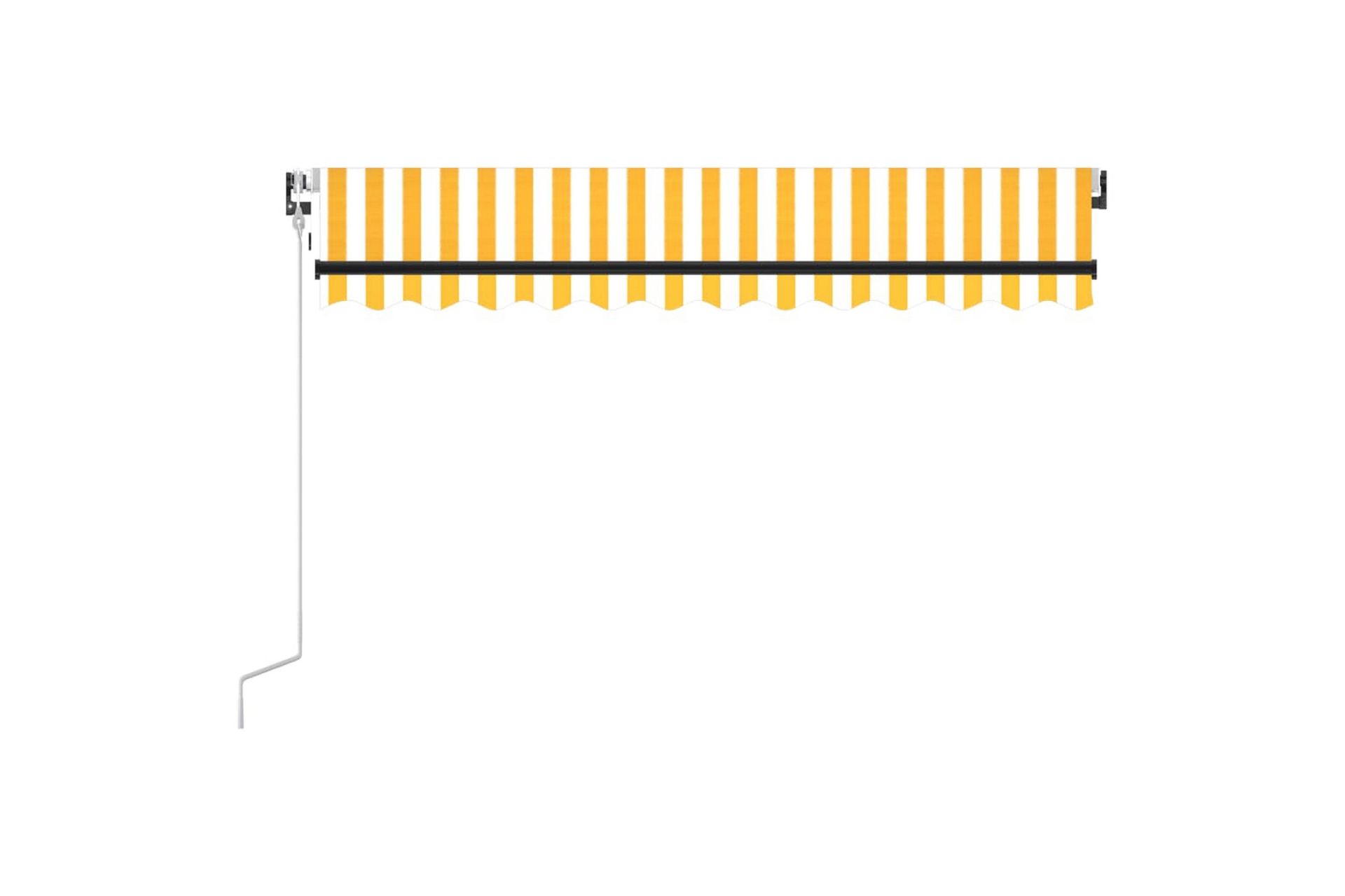 Automatisk uttrekkbar markise 350x250 cm gul og hvit - Gul - Hagemøbler - Solbeskyttelse - Markiser - Balkongmarkise