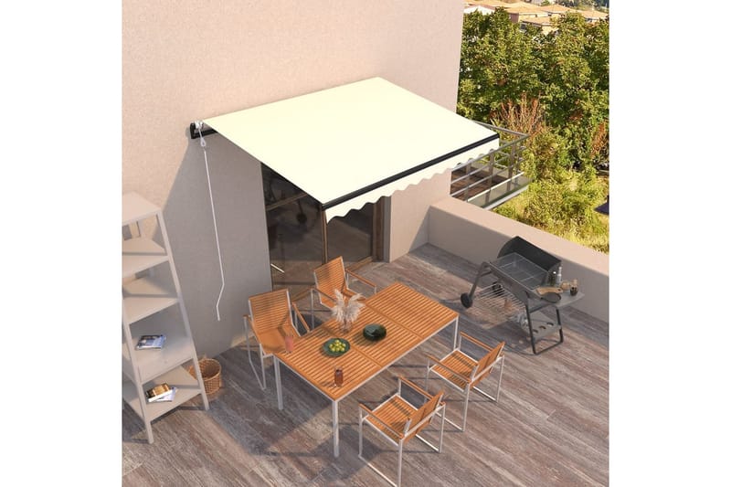 Automatisk uttrekkbar markise 350x250 cm kremhvit - Krem - Hagemøbler - Solbeskyttelse - Markiser - Balkongmarkise