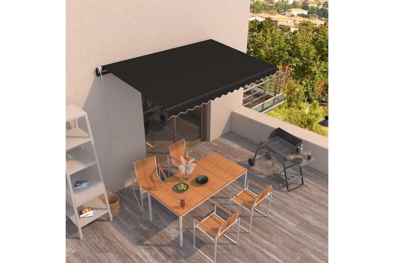 Automatisk uttrekkbar markise 400x350 cm antrasitt - Antrasittgrå - Hagemøbler - Solbeskyttelse - Markiser - Balkongmarkise