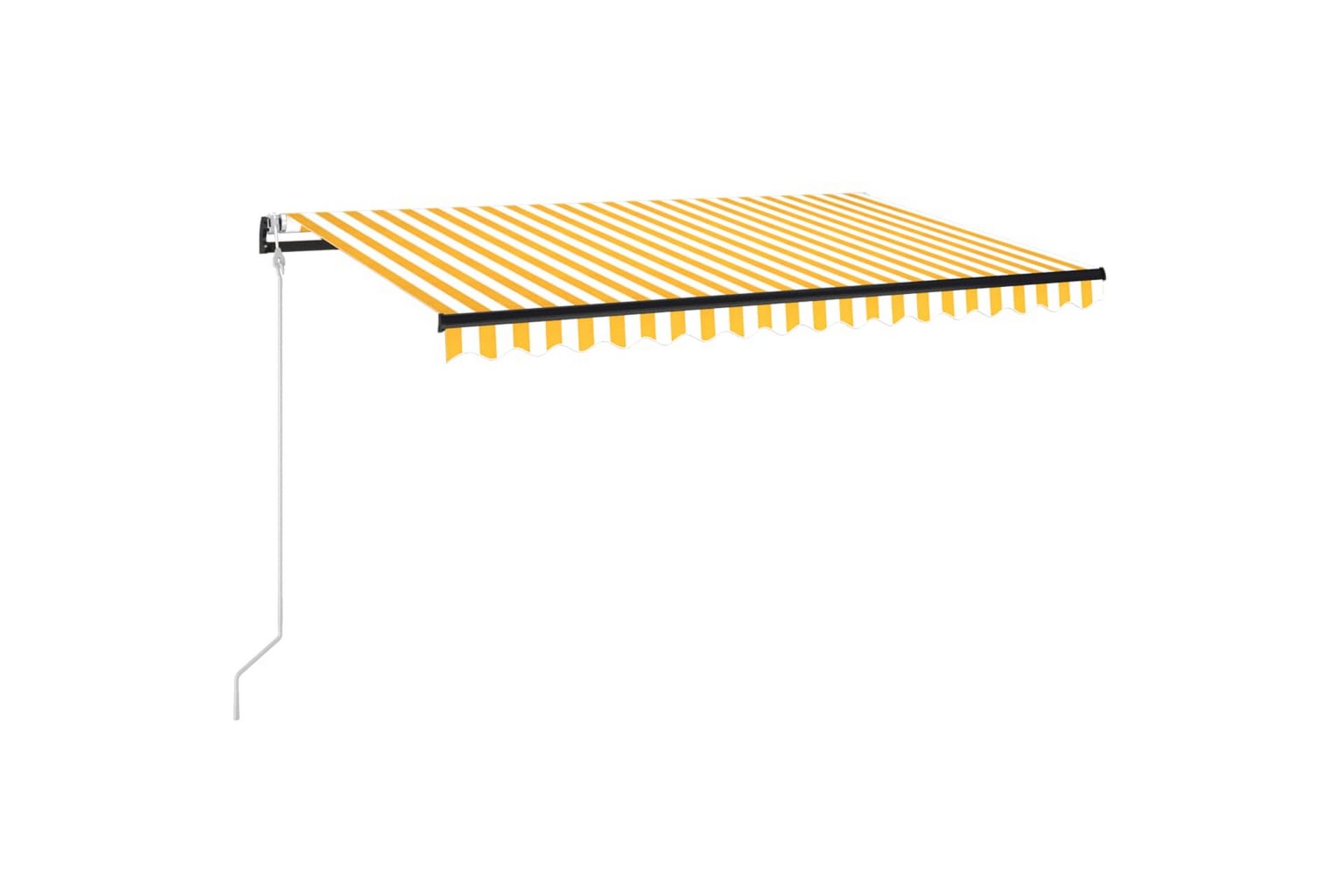 Automatisk uttrekkbar markise 400x350 cm gul og hvit - Gul - Hagemøbler - Solbeskyttelse - Markiser - Balkongmarkise