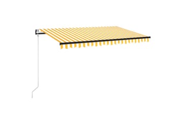 Automatisk uttrekkbar markise 400x350 cm gul og hvit - Gul - Hagemøbler - Solbeskyttelse - Markiser - Balkongmarkise