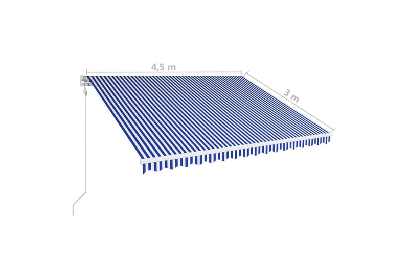 Automatisk uttrekkbar markise 450x300 cm blå og hvit - Balkongmarkise - Markiser - Terrassemarkise