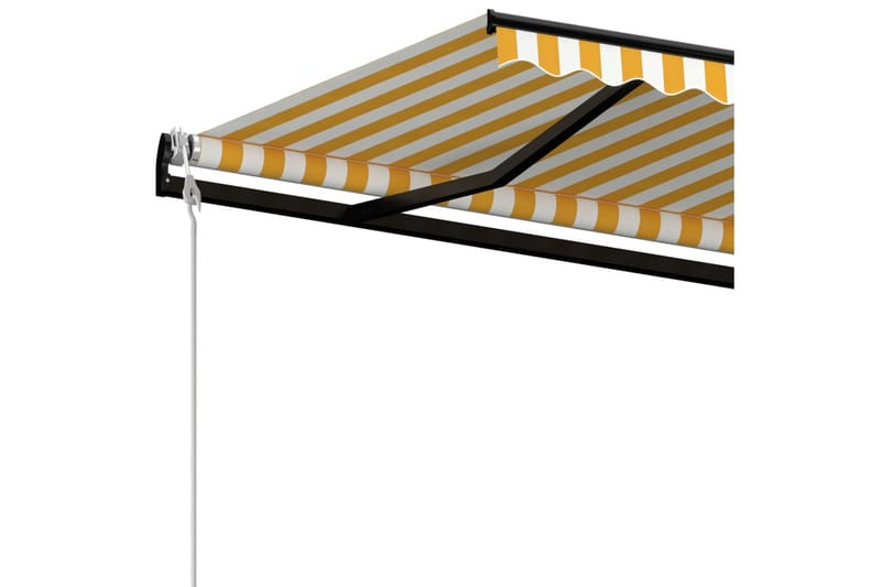 Automatisk uttrekkbar markise 450x300 cm gul og hvit - Gul - Balkongmarkise - Markiser - Terrassemarkise