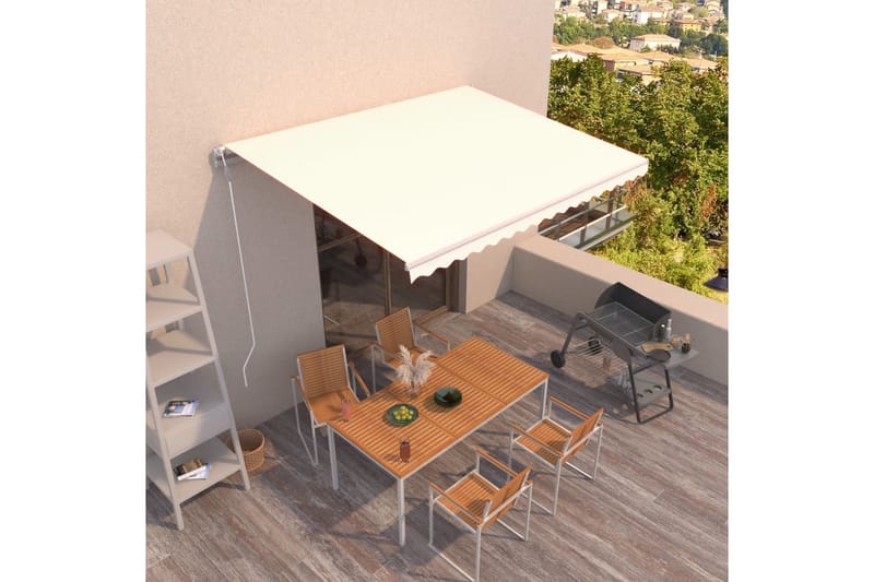 Automatisk uttrekkbar markise 450x300 cm kremhvit - Krem - Hagemøbler - Solbeskyttelse - Markiser - Balkongmarkise