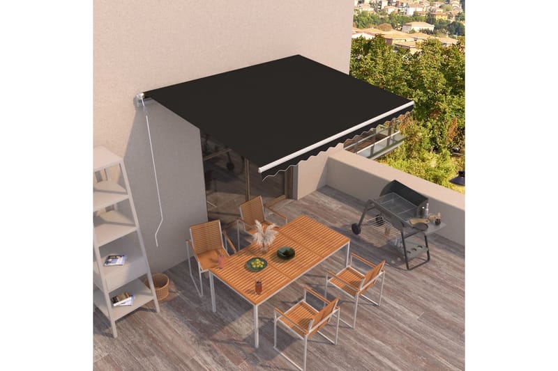 Automatisk uttrekkbar markise 450x350 cm antrasitt - Antrasittgrå - Hagemøbler - Solbeskyttelse - Markiser - Balkongmarkise