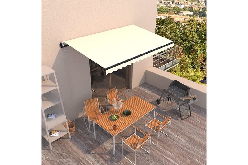 Automatisk uttrekkbar markise 450x350 cm kremhvit - Krem - Hagemøbler - Solbeskyttelse - Markiser - Balkongmarkise