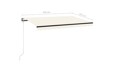 Automatisk uttrekkbar markise 450x350 cm kremhvit - Krem - Hagemøbler - Solbeskyttelse - Markiser - Balkongmarkise