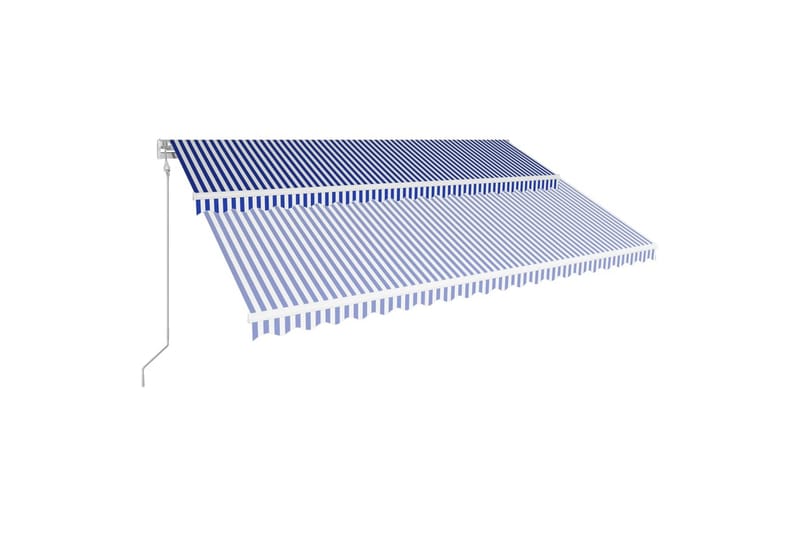 Automatisk uttrekkbar markise 500x300 cm blå og hvit - Balkongmarkise - Markiser - Terrassemarkise