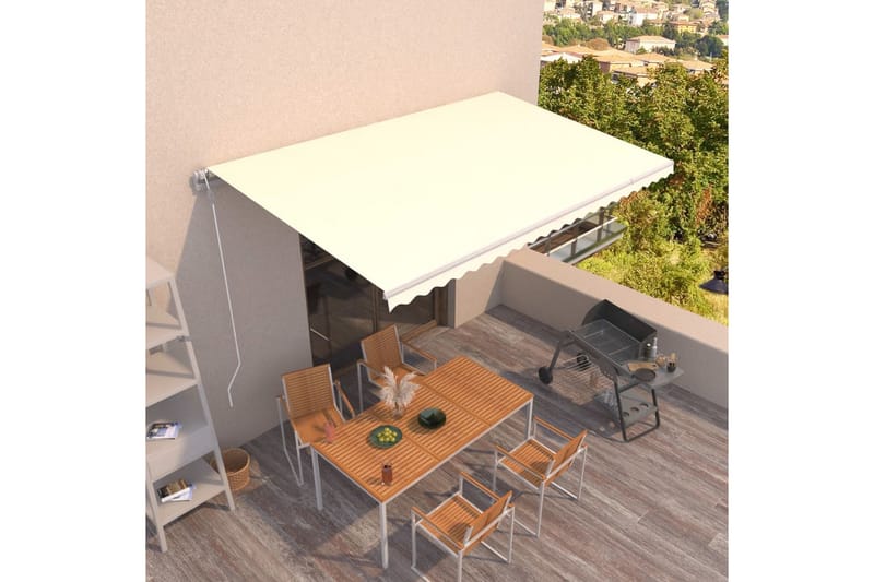 Automatisk uttrekkbar markise 500x300 cm kremhvit - Krem - Hagemøbler - Solbeskyttelse - Markiser - Balkongmarkise