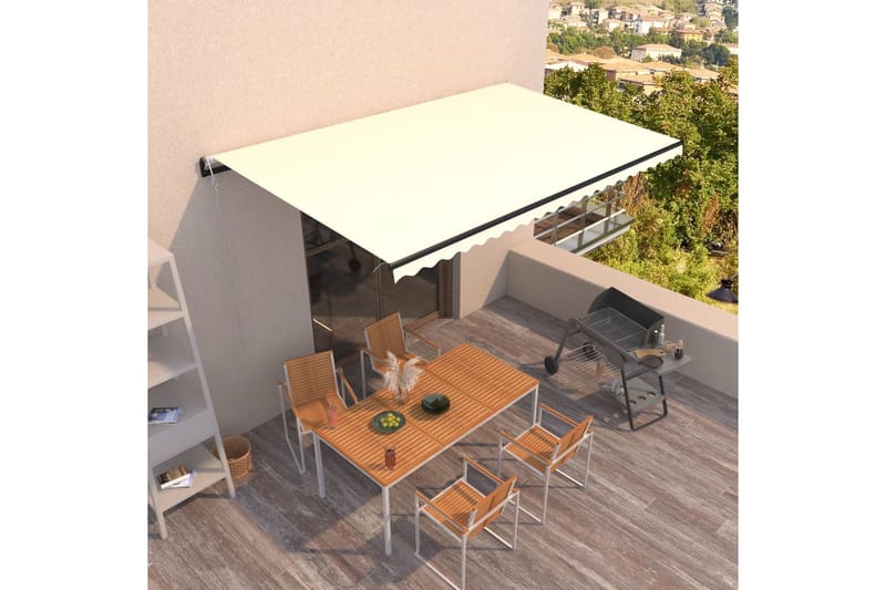 Automatisk uttrekkbar markise 500x350 cm kremhvit - Krem - Hagemøbler - Solbeskyttelse - Markiser - Balkongmarkise