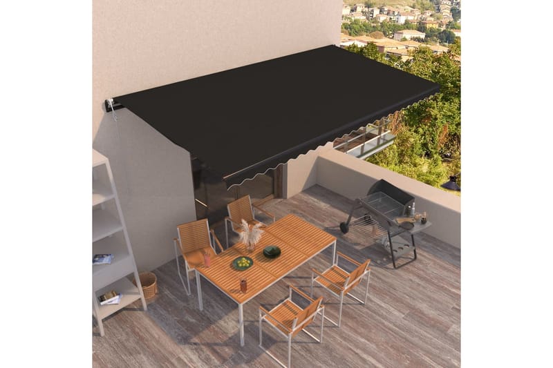 Automatisk uttrekkbar markise 600x350 cm antrasitt - Antrasittgrå - Hagemøbler - Solbeskyttelse - Markiser - Balkongmarkise
