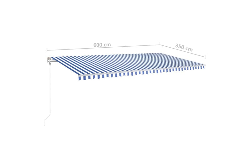 Automatisk uttrekkbar markise 600x350 cm blå og hvit - Blå - Balkongmarkise - Markiser - Terrassemarkise