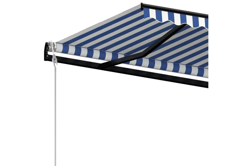 Automatisk uttrekkbar markise 600x350 cm blå og hvit - Blå - Hagemøbler - Solbeskyttelse - Markiser - Balkongmarkise