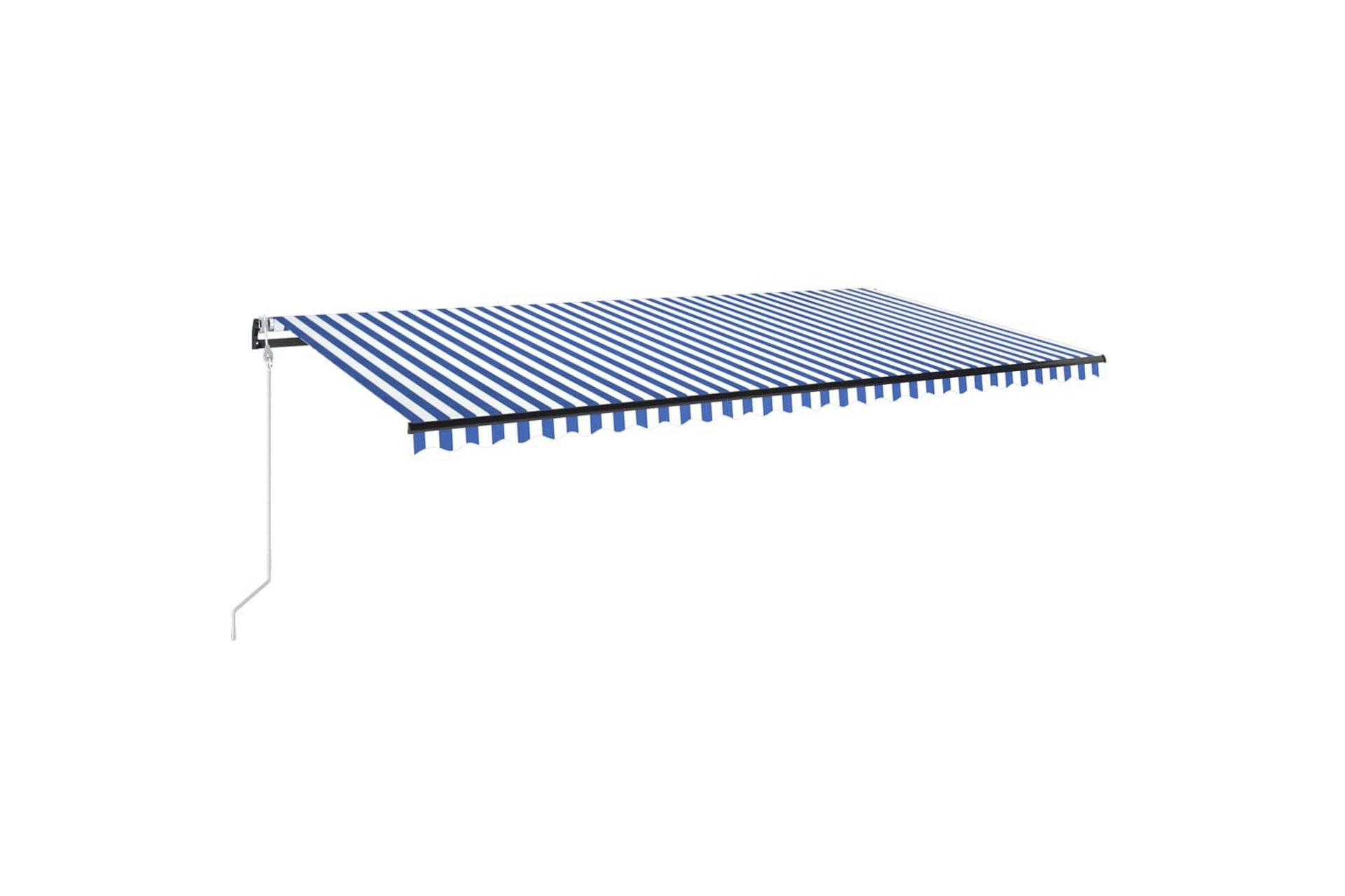 Automatisk uttrekkbar markise 600x350 cm blå og hvit - Blå - Hagemøbler - Solbeskyttelse - Markiser - Balkongmarkise