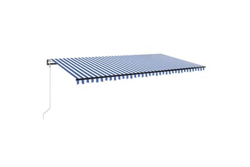 Automatisk uttrekkbar markise 600x350 cm blå og hvit - Blå - Hagemøbler - Solbeskyttelse - Markiser - Balkongmarkise