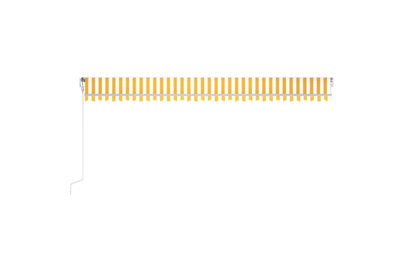 Automatisk uttrekkbar markise 600x350 cm gul og hvit - Gul - Balkongmarkise - Markiser - Terrassemarkise