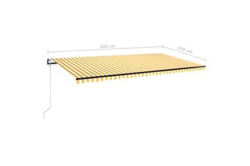 Automatisk uttrekkbar markise 600x350 cm gul og hvit - Gul - Hagemøbler - Solbeskyttelse - Markiser - Balkongmarkise