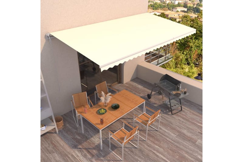 Automatisk uttrekkbar markise 600x350 cm kremhvit - Krem - Hagemøbler - Solbeskyttelse - Markiser - Balkongmarkise