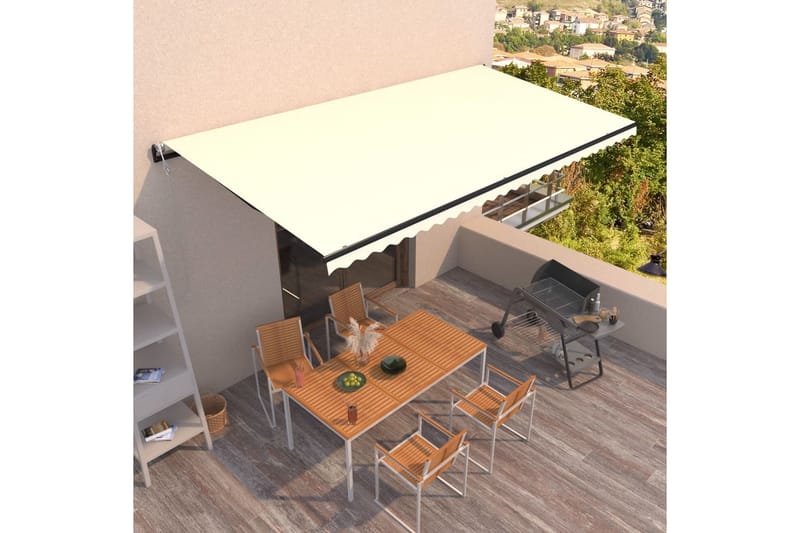 Automatisk uttrekkbar markise 600x350 cm kremhvit - Krem - Hagemøbler - Solbeskyttelse - Markiser - Balkongmarkise