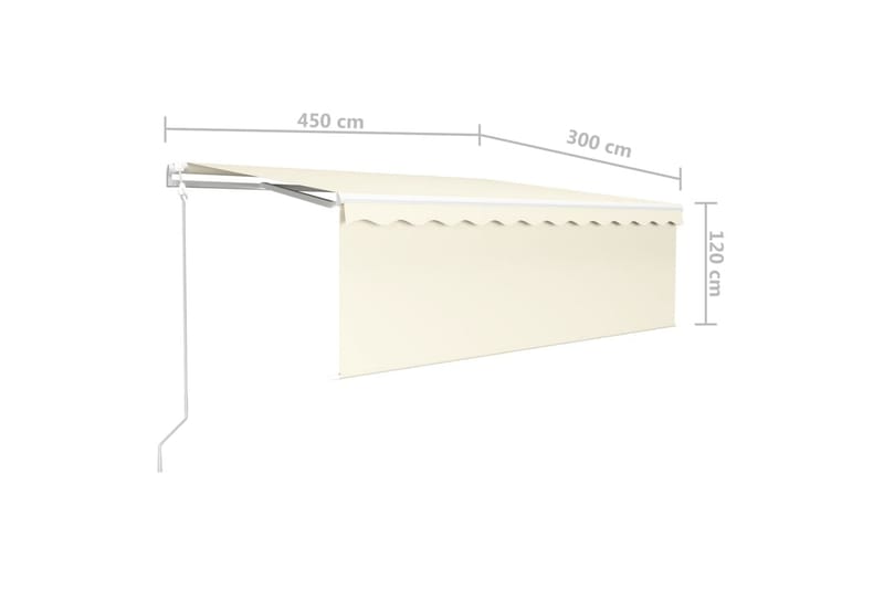 Automatisk uttrekkbar markise med rullegardin 4,5x3 m - Krem - Vindusmarkise - Markiser - Solbeskyttelse vindu