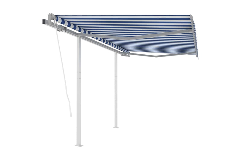 Automatisk uttrekkbar markise med stolper 3,5x2,5 m - Blå - Balkongmarkise - Markiser - Terrassemarkise