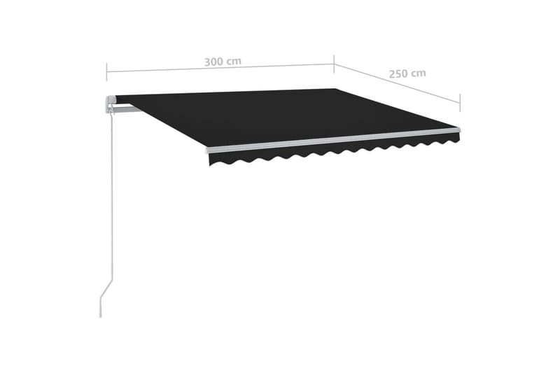Automatisk uttrekkbar markise med stolper 3x2,5 m antrasitt - Antrasittgrå - Balkongmarkise - Markiser - Terrassemarkise