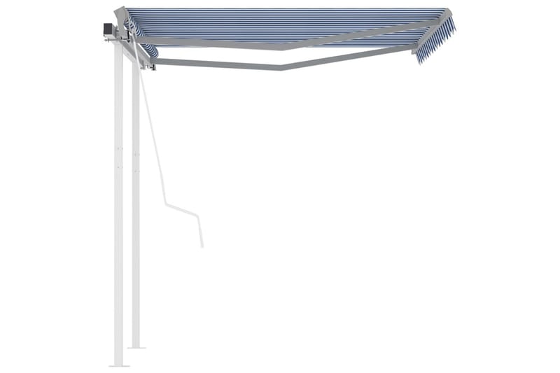 Automatisk uttrekkbar markise med stolper 3x2,5 m - Blå - Balkongmarkise - Markiser - Terrassemarkise