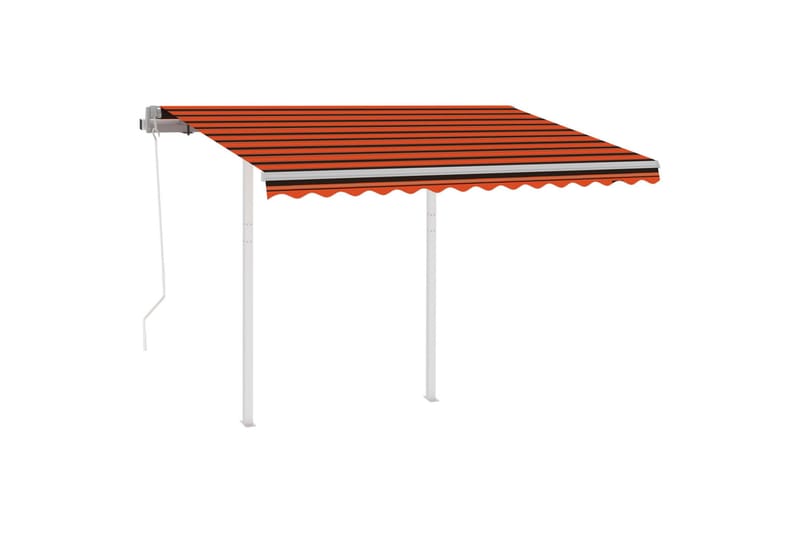 Automatisk uttrekkbar markise med stolper 3x2,5 m - Oransj - Balkongmarkise - Markiser - Terrassemarkise