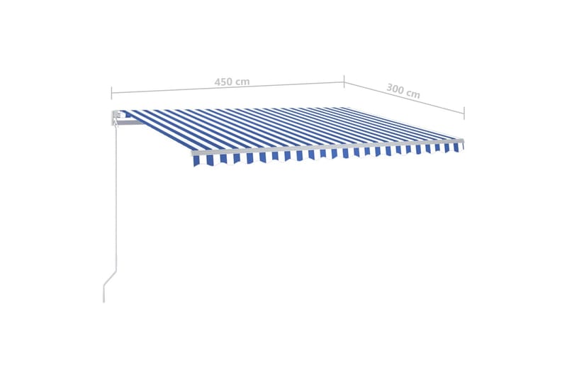 Automatisk uttrekkbar markise med stolper 4,5x3 m - Blå - Balkongmarkise - Markiser - Terrassemarkise