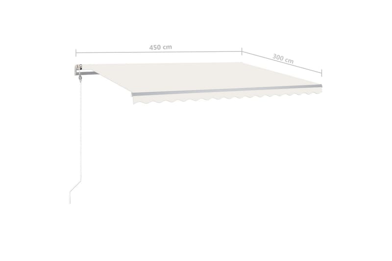 Automatisk uttrekkbar markise med stolper 4,5x3 m kremhvit - Balkongmarkise - Markiser - Terrassemarkise