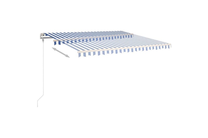 Automatisk uttrekkbar markise med stolper 4x3 m blå og hvit - Balkongmarkise - Markiser - Terrassemarkise