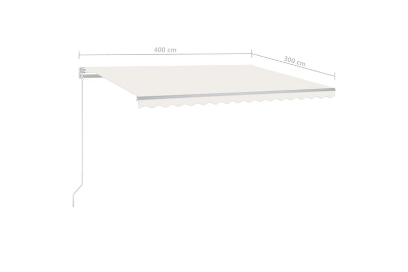 Automatisk uttrekkbar markise med stolper 4x3 m kremhvit - Krem - Balkongmarkise - Markiser - Terrassemarkise