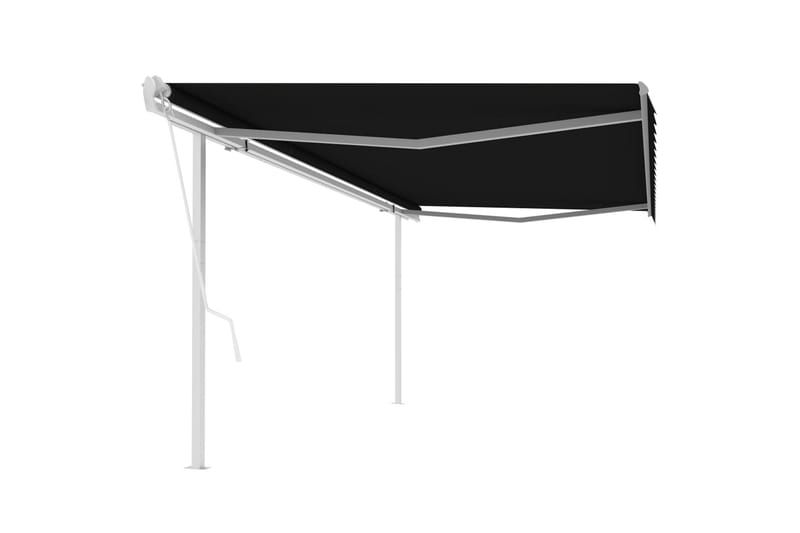Automatisk uttrekkbar markise med stolper 5x3 m antrasitt - Antrasittgrå - Balkongmarkise - Markiser - Terrassemarkise